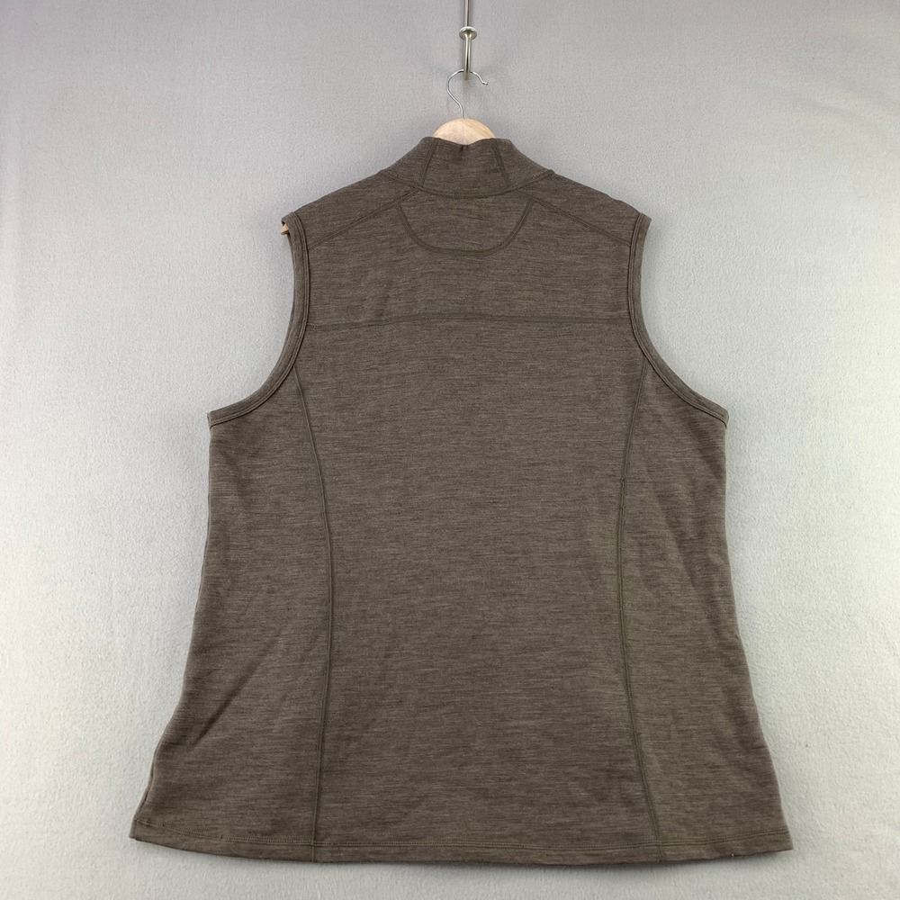 Woolx Merino Wool Full Zip Vest Womens 1X Brown Outdoor Performance Full Zip - Picture 6 of 7